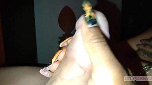 Wife's sneaky handjob tempts best friend behind husband's back