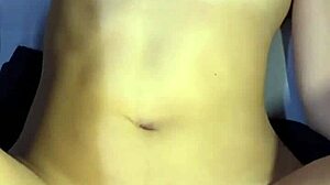 skinny girlfriend rides huge cock doggystyle in dorm then takes belly creampie from roommate