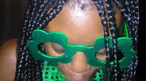 skinny ebony teen gives sloppy deepthroat on monster bbc for st patricks
