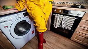 wet redhead in boots craves your messy cumshot and piss all over during european party play