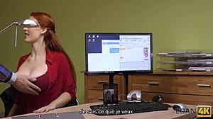 a fiery redhead czech teen bangs loan agent spontaneously right in his office for cash