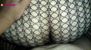 Mexican BBW wife bends over fishnets for doggystyle pounding