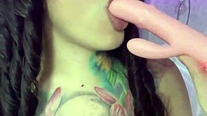 Naughty Split-Tongue Kitten Fingers Pierced Pussy With New Svakom Toy