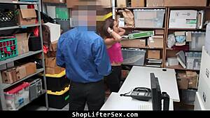 teen shoplifter caught stealing gets clothes ripped and fucked rough in garage for freedom