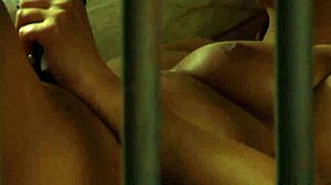 sexy lesbian slave masturbates hard to intense orgasm in bondage