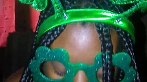 skinny ebony teen gives sloppy deepthroat on monster bbc for st patricks