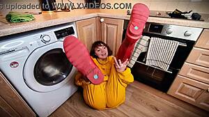 wet redhead in boots craves your messy cumshot and piss all over during european party play