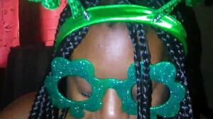 skinny ebony teen gives sloppy deepthroat on monster bbc for st patricks