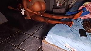 Blonde Ebony's Juicy Reversed Cowgirl Ride Turns into Hard Pounding Frenzy