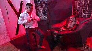 Sexy slut in costume facefucks muscular bodybuilder for forgiveness cum