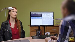 a fiery redhead czech teen bangs loan agent spontaneously right in his office for cash