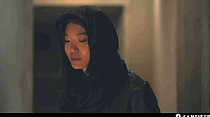 wet asian brunette vampires seduce in lezdom scissoring
