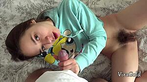 her passionate handjob and footjob on my cock make my heart race with stepsister kecy hill's sexy natural tits oiled up close