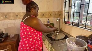 bbw stepmommy bent over kitchen counter for fat monster cock doggystyle pounding