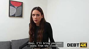 Debt4K. Cute RUSSIAN VIXI RAFI Gets PUSSY POUNDED After STRIPTEASE