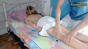 pinay babe bends over for masseur's deep doggystyle pounding and massive cumshot pov