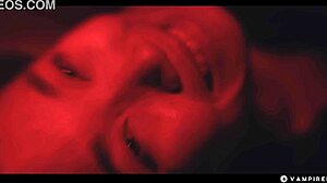 wet asian brunette vampires seduce in lezdom scissoring