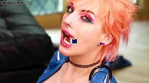 student gives pov sloppy deepthroat blowjob cumshot swallow first time!