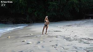 Hot Brunette Stranger Deepthroats Monster Cock on Beach Sloppy Swallow Quickie!