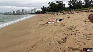 Babe Begs Cum On Tits During Beach Cock Flash