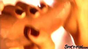 model takes double penetration in vintage scene