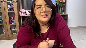 Bbw milf isabelle myers strokes step-sons cock and fingers herself pov