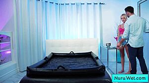 busty blonde 18+ nuru masseuse skyler storm rubs gel on seth gamble