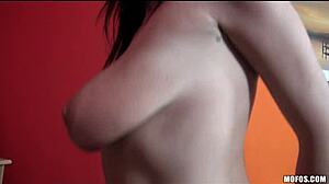i strip down loving my big natural tits before riding that monster cock to orgasm