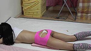 azusa natsume strips panties during intense webcam workout