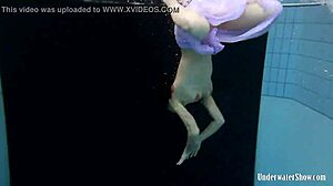 blackhaired teen aneta strips nude by the pool