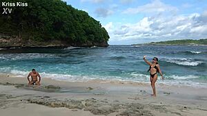 Hot Brunette Stranger Deepthroats Monster Cock on Beach Sloppy Swallow Quickie!