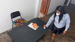 Stepdad's Secretary Whore Begs Office Standing Fuck From Me!
