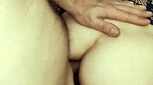 Pov wife in stockings bent over for hard anal doggystyle tit fuck
