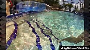 vicky vette's poolside titjob ends with hot cumshot on natural big tits 💦