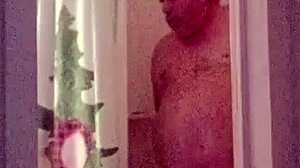 cleaning lady showers off after vacuum cleaner fun time