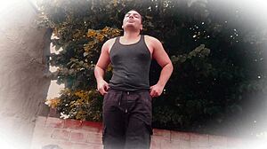Muscular Kickboxer Rips Pants Kicking, Tells Fight Story While Masturbating Huge Cock