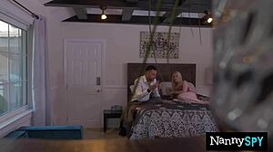 nanny drops lesbian act riding boss cock hungrily