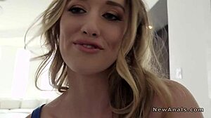 Sweet girlfriend moans in ecstasy from rough anal doggy