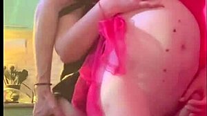 trans girlfriend rams sexy neighbor's mouth then anal while masturbating