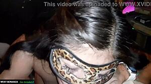 geraldine sucks my cock deep then swallows cum in dj booth