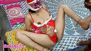 desi bhabi moans through indian christmas quickie with dirty talk and creampie