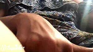 novinha masturbates in uber ends up giving tight hairy pussy anal to driver outdoors!