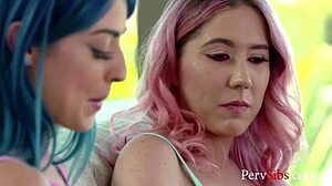 Jewelz Blue and Paisley Bennett fight over one cock in teen threesome