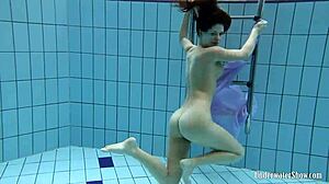 blackhaired teen aneta strips nude by the pool