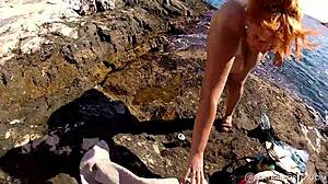 wanna see this bbw redhead's hairy bush flash nude underwater