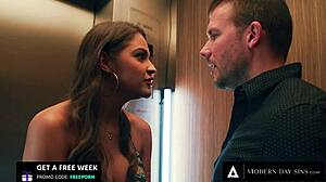 Hey slutty girlfriend Gizelle Blanco, two angry guys roughly fuck you bent over in elevator!