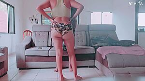 New Year Lover Rips Clothes, Spanks Huge Saggy Tits Ass Shaking in Heels!