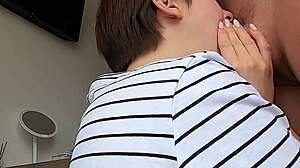Ever seen a cute short-haired lesbian suck cock and get fucked for her first time?