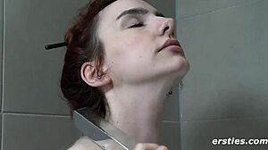 CLAUDIA INVITES YOU UNDER SHOWER FOR WET TOY TITS PLAY!