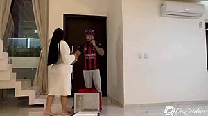 delivery guy fucks lonely hot brunette hard in her house
